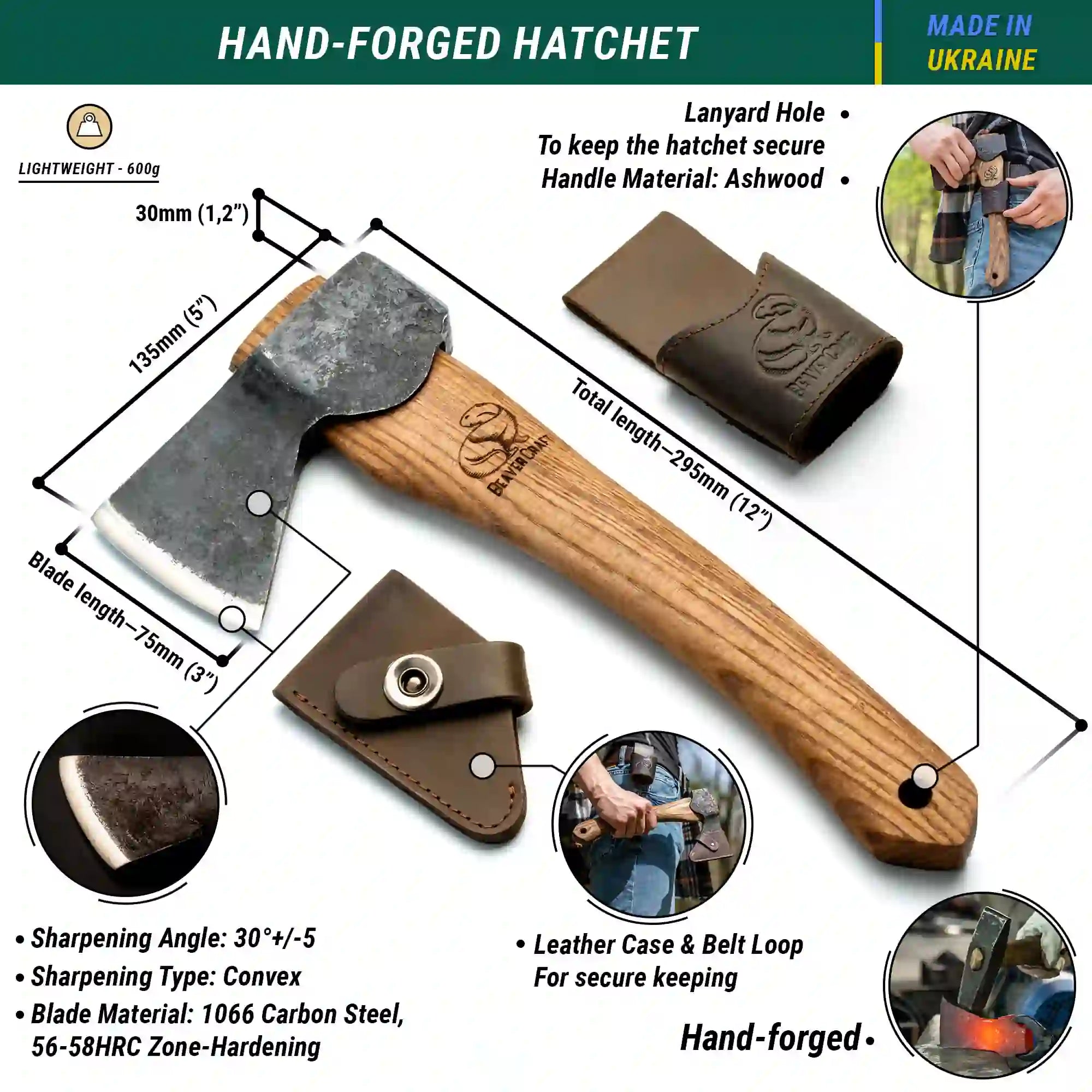 Axe with egg guard AX1 Bushcraft Hatchet
