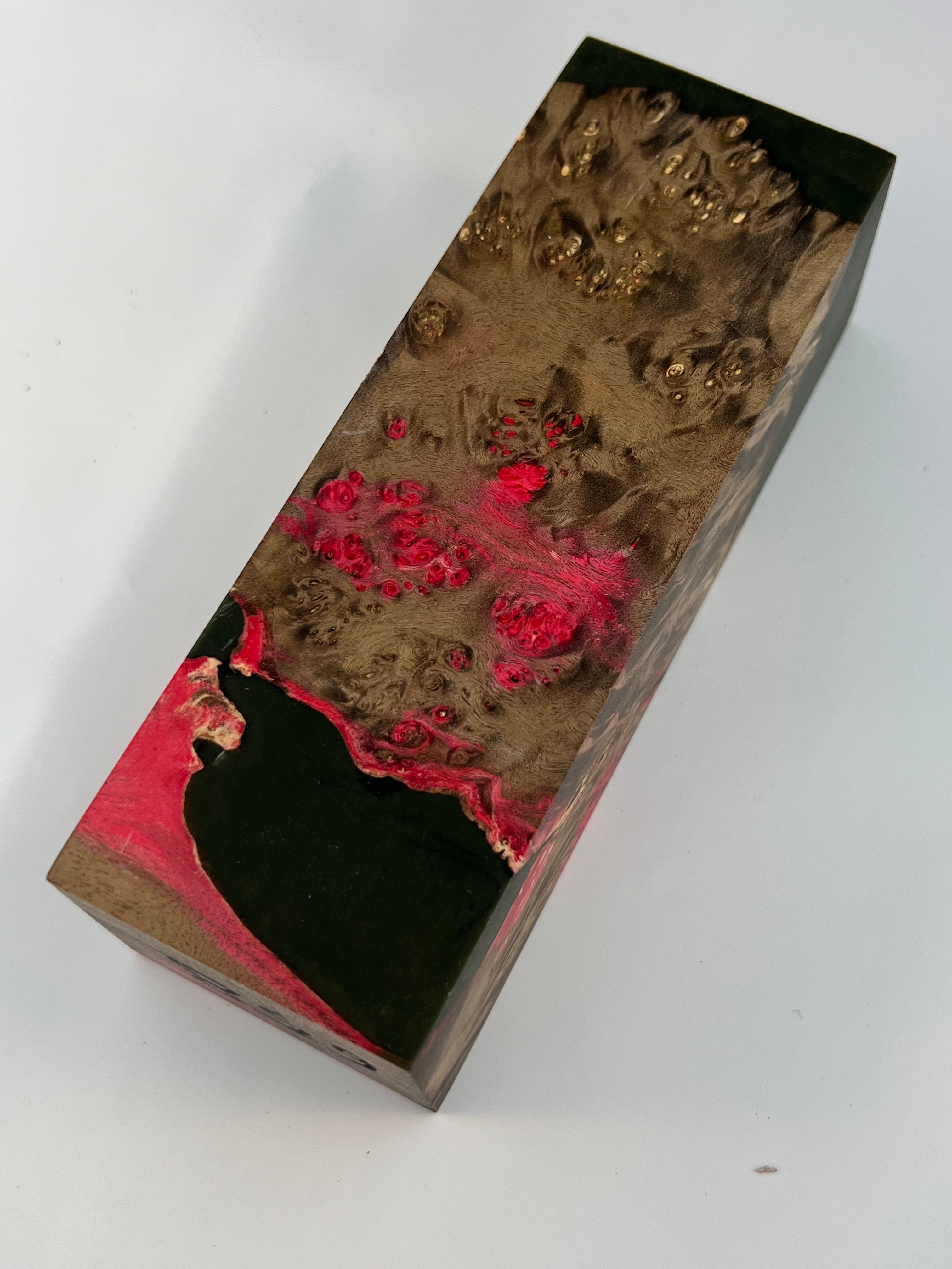 Stabilized shaft blank wood and green resin block B-72
