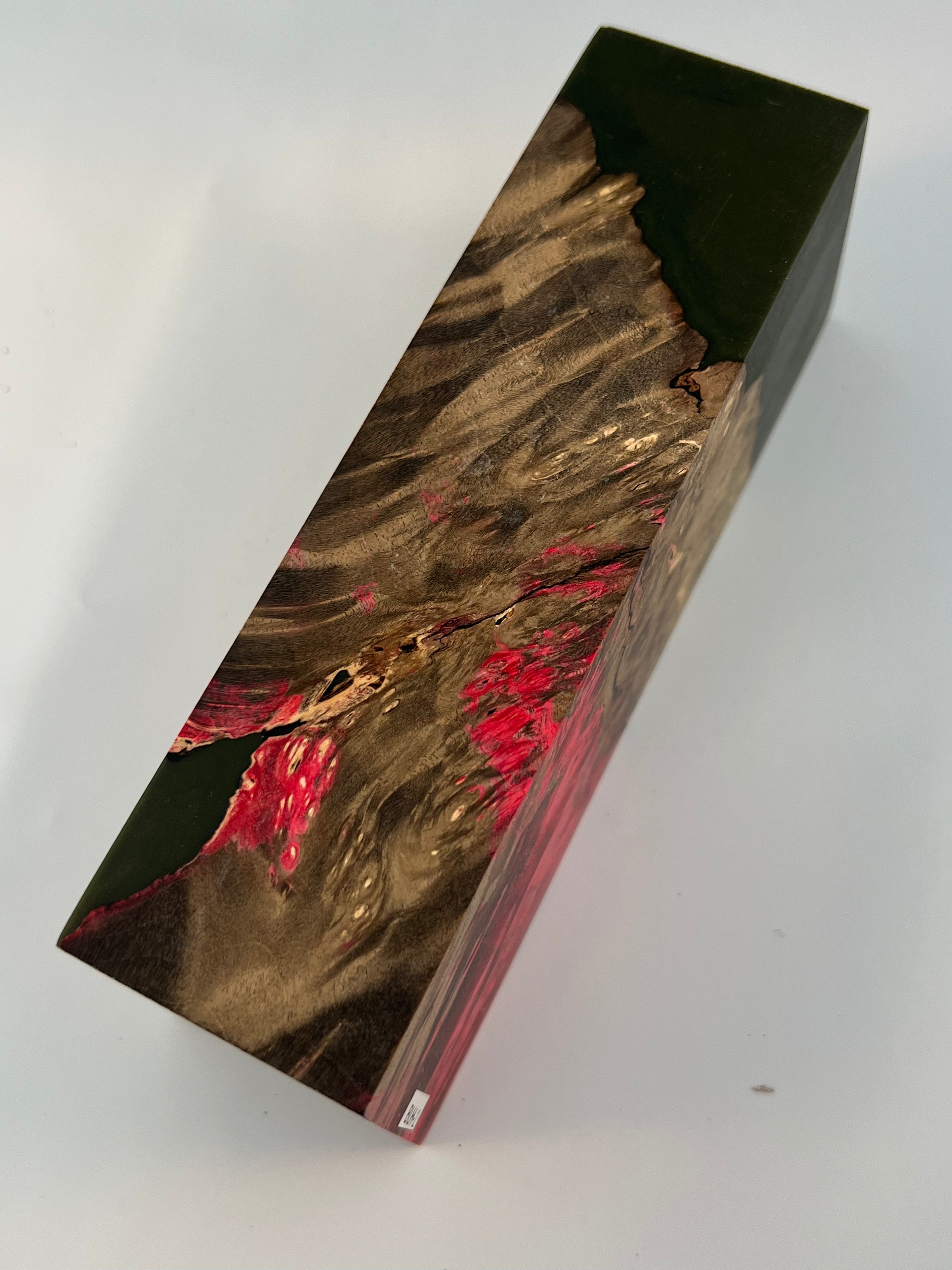 Stabilized shaft blank wood and green resin block B-72