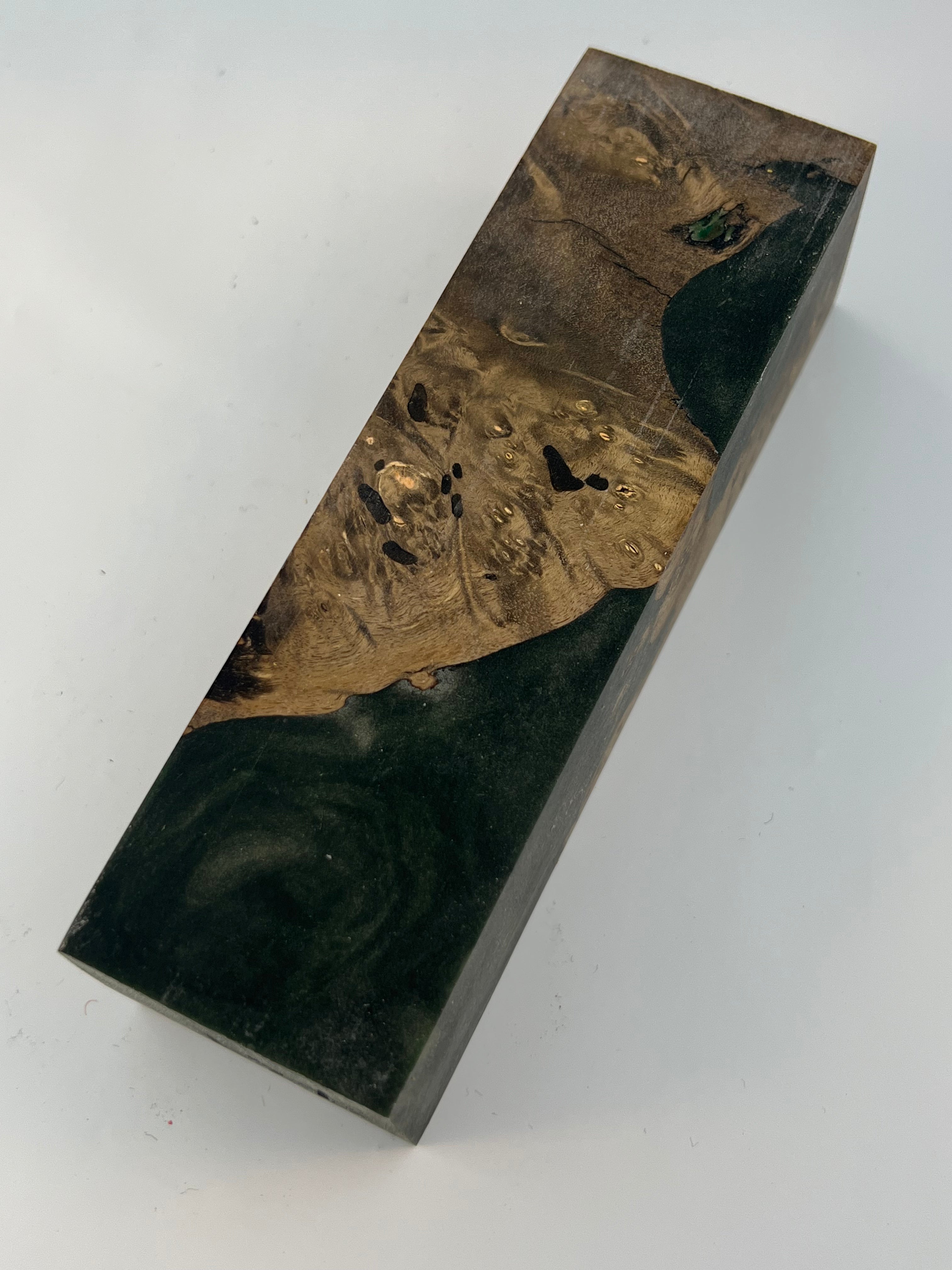 Stabilized shaft blank wood and green resin block B-72