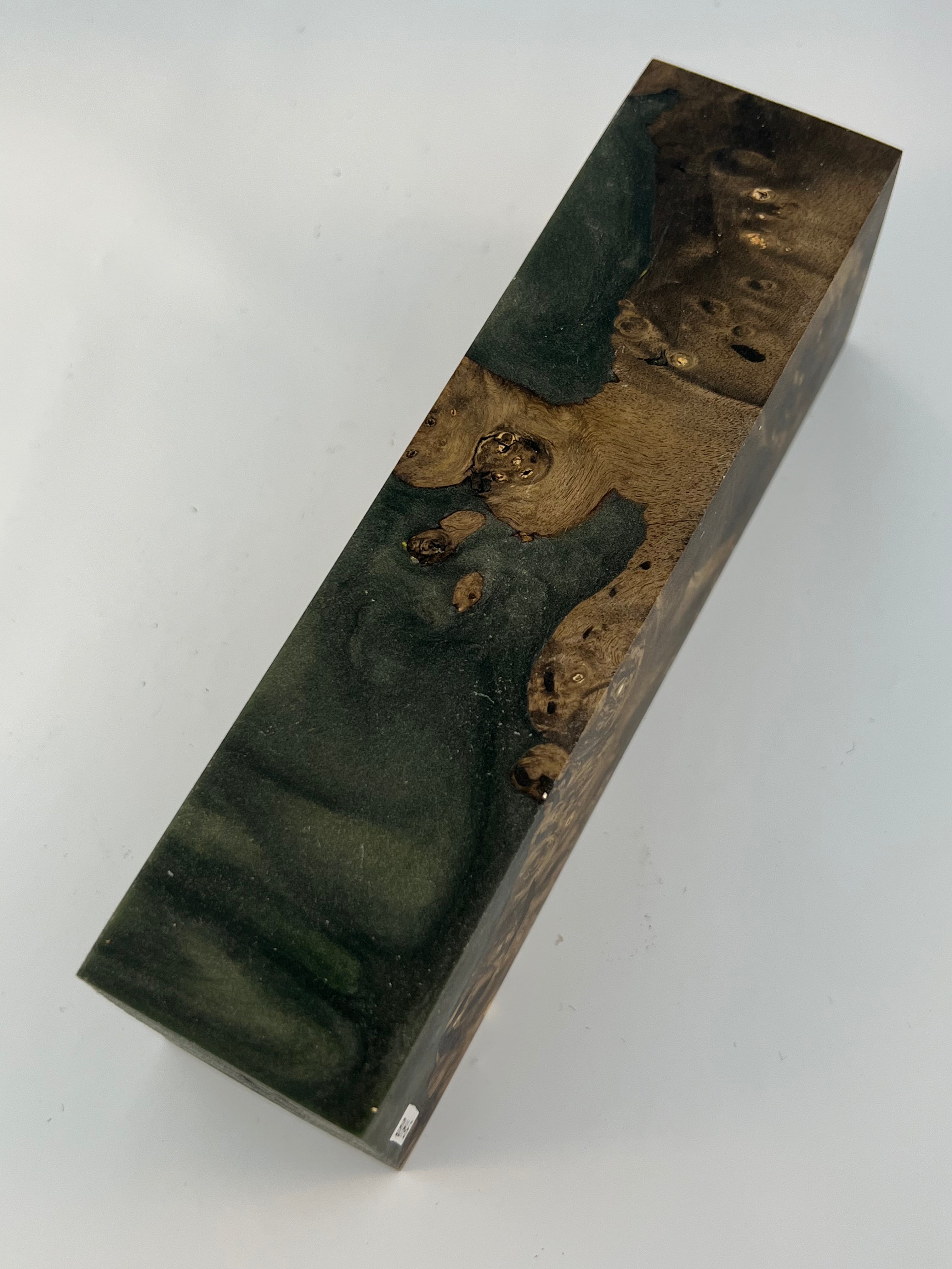Stabilized shaft blank wood and green resin block B-72