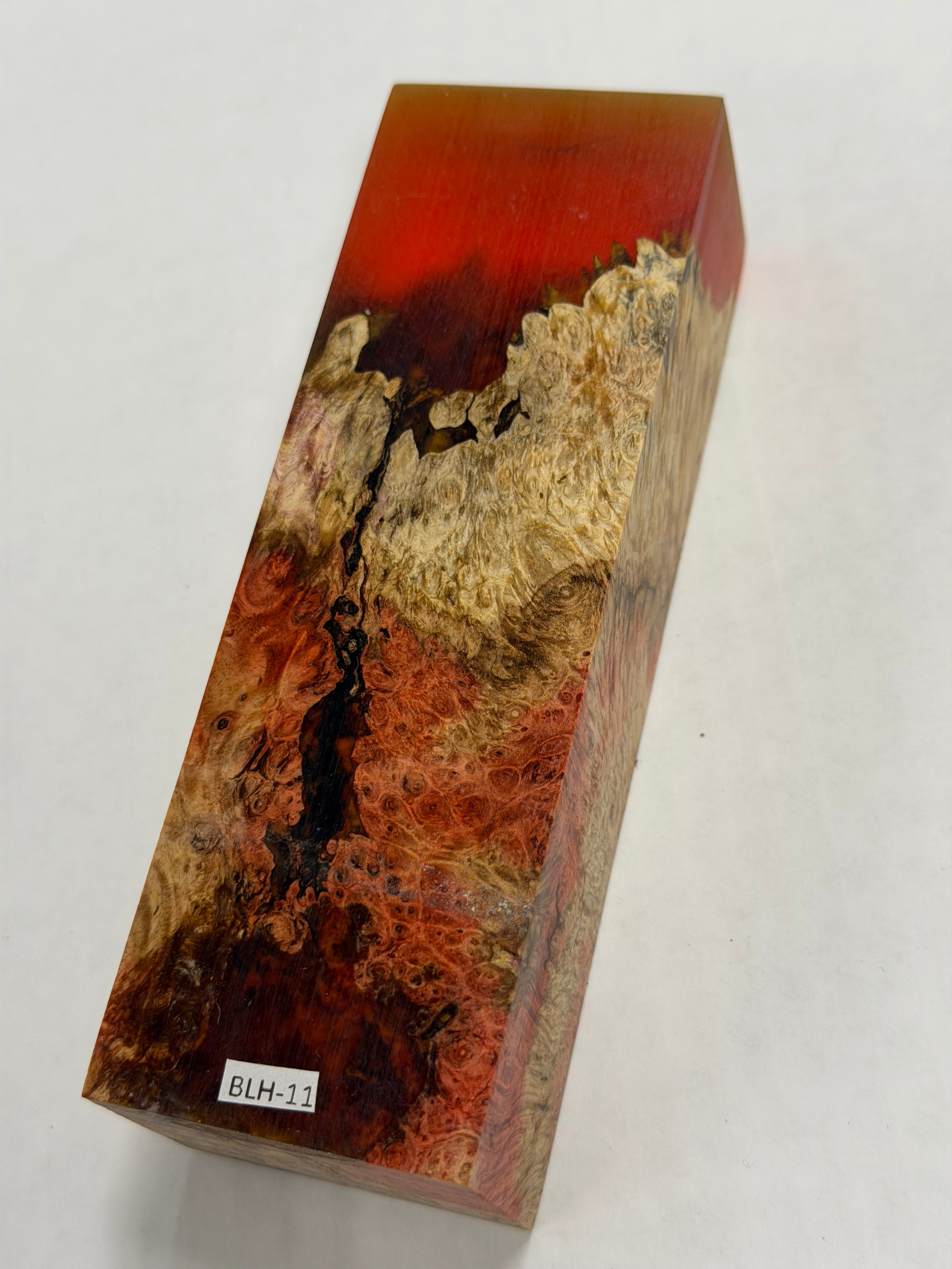 Stabilized shaft blank wood and green resin block B-72