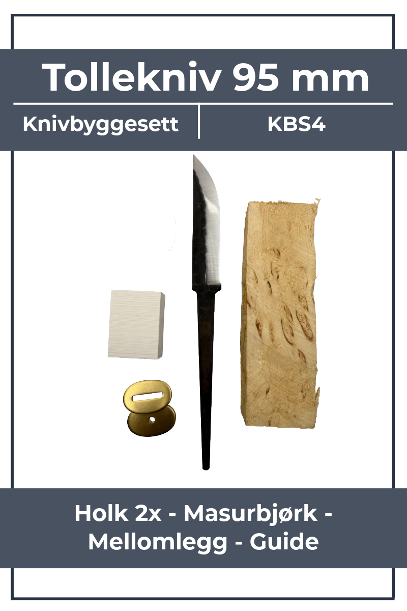 Knivbyggsats KBS4 - 95 mm hammarfinish med masurbjörk och mässingshandtag