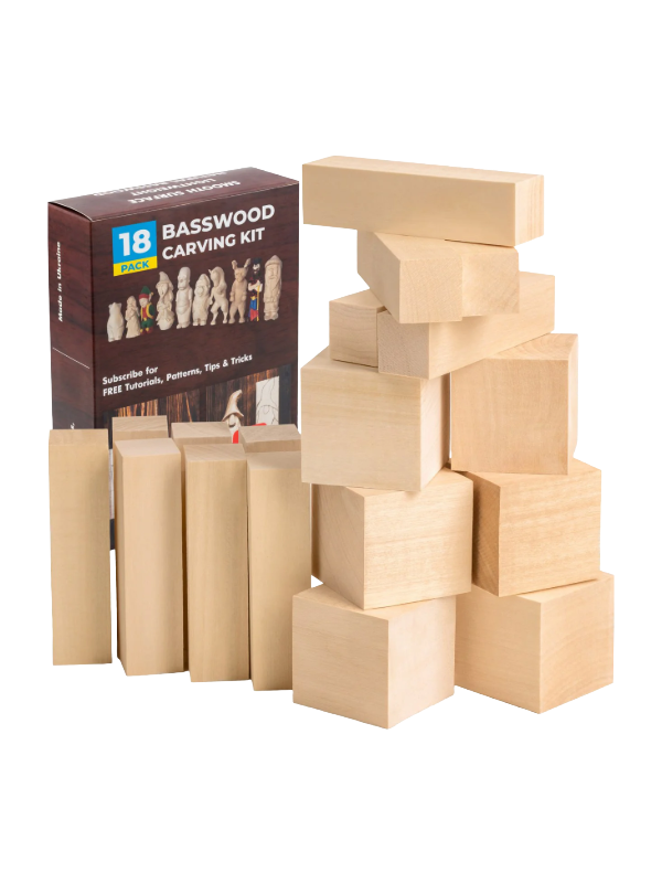 Träsnideriämnen i linsträ BW18 18-pack från Beaver Craft