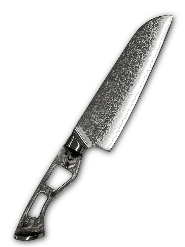 Santoku - VG10 Damask Kockkniv 20 cm full tånge med hölster