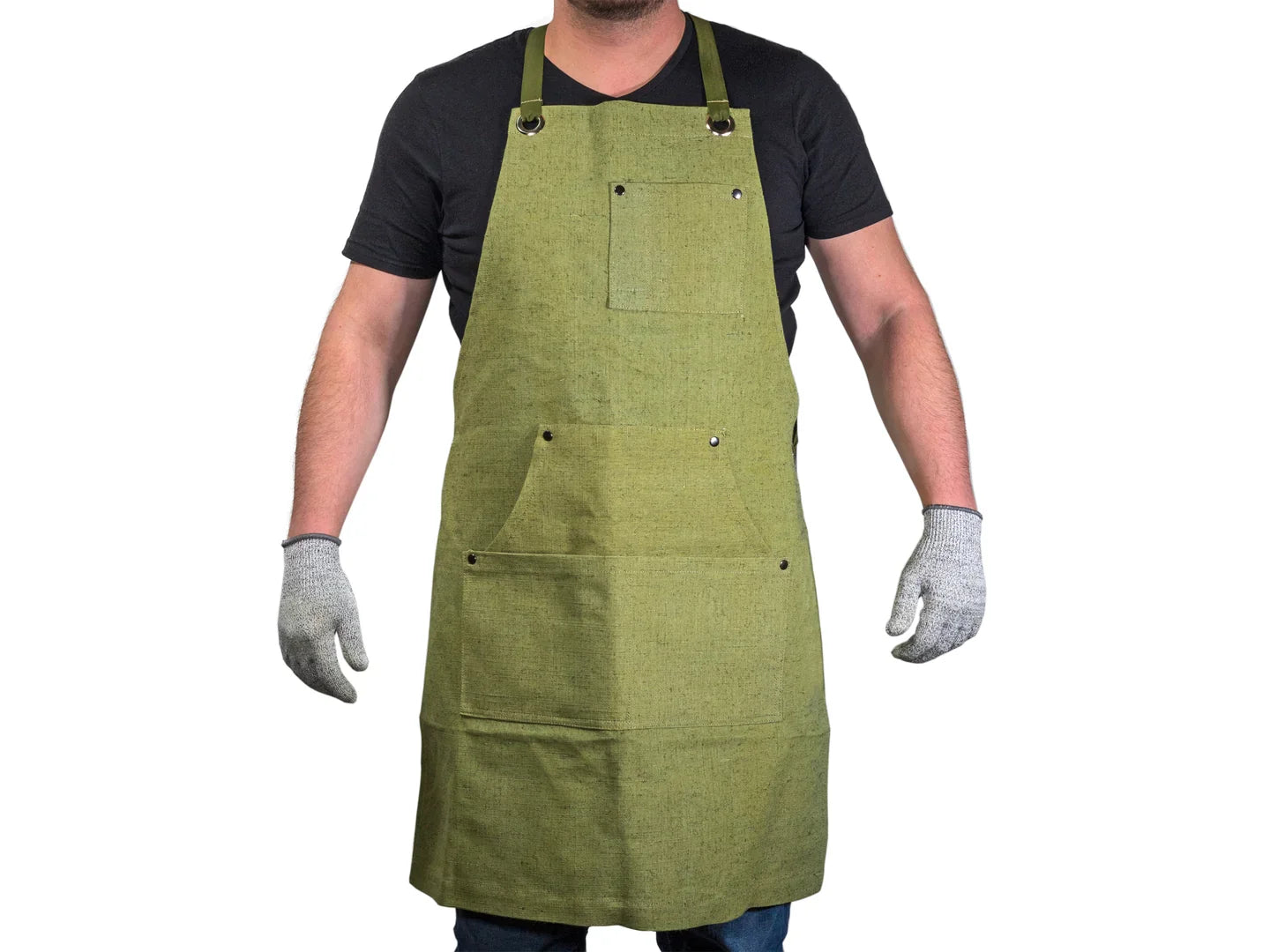 Adjustable apron in green canvas AP1