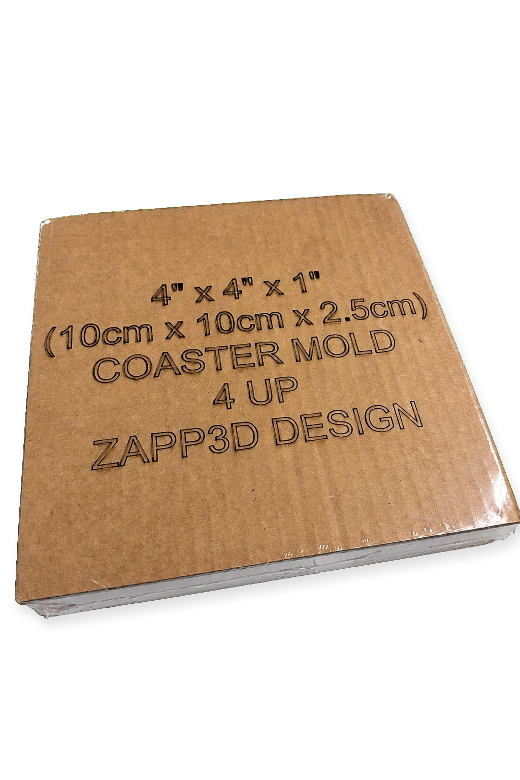Förpackning för Zapp3D Design silikonform 4 up mot transparent bakgrund