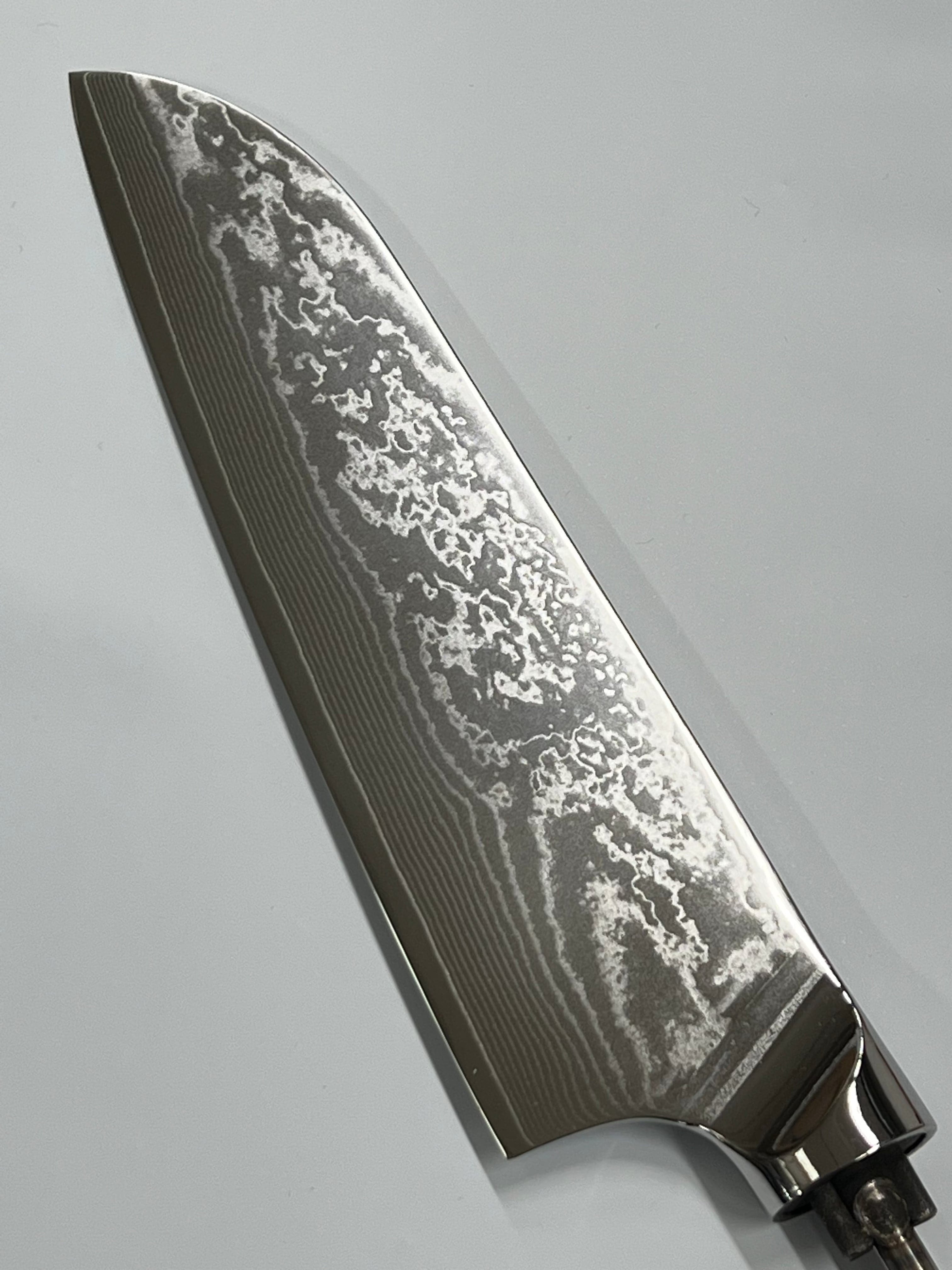 Santoku - Kockkniv i rostfritt stål med damastmönster, 20 cm gängad tång