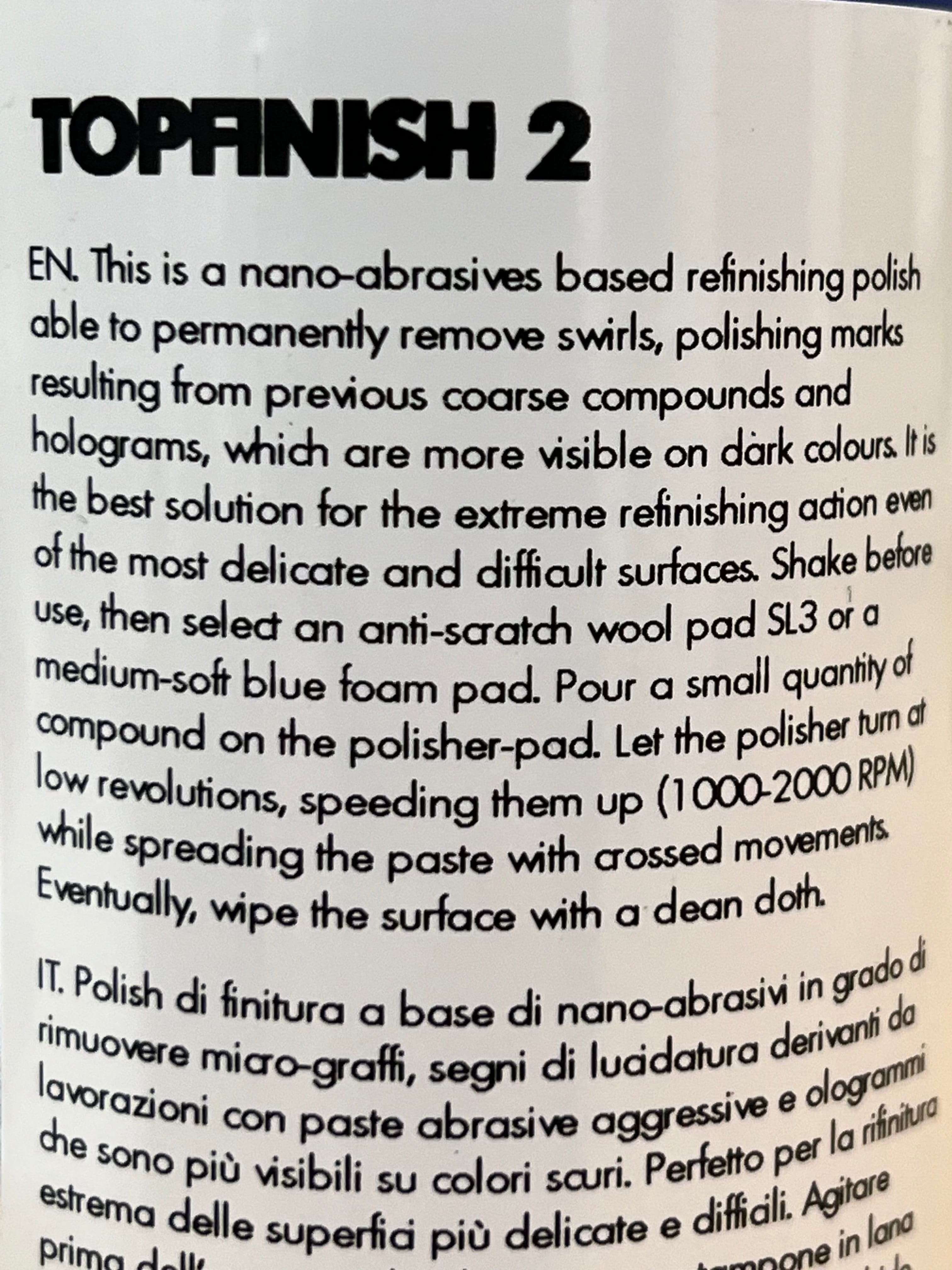 Polish for epoxy, varnish and plastic