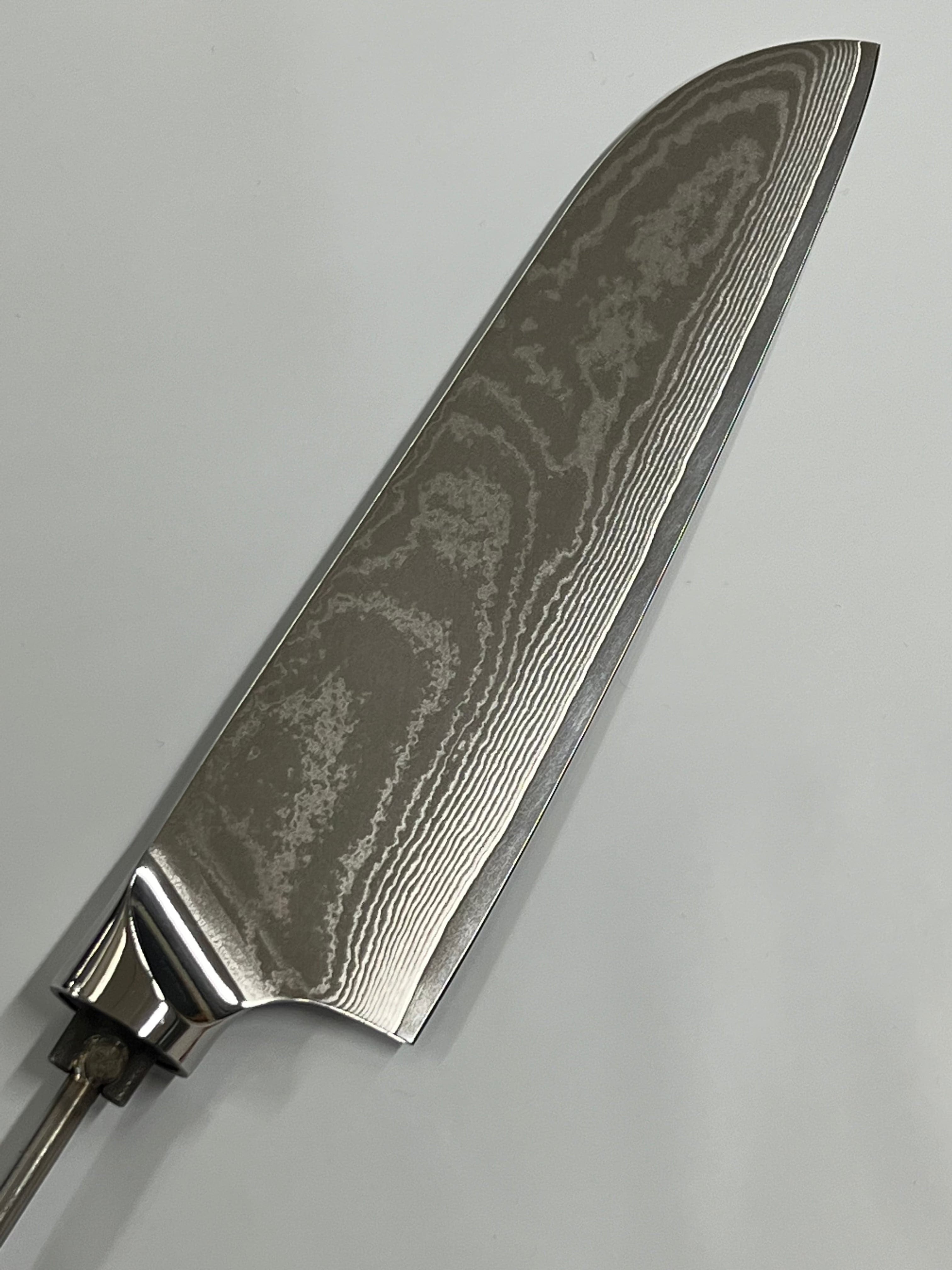 Santoku - Kockkniv i rostfritt stål med damastmönster, 20 cm gängad tång