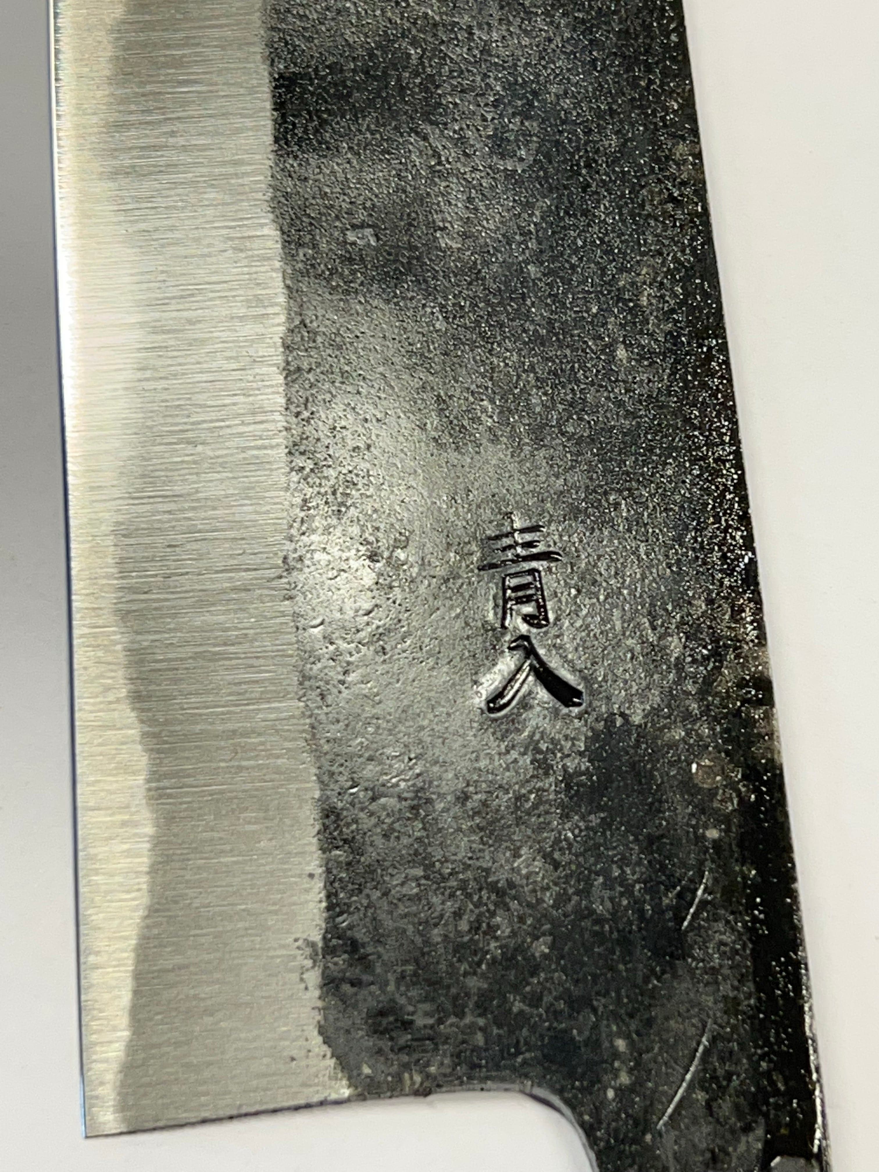 Kurouchi Santoku 165 Blue 2 Japanese hand-forged knife blade