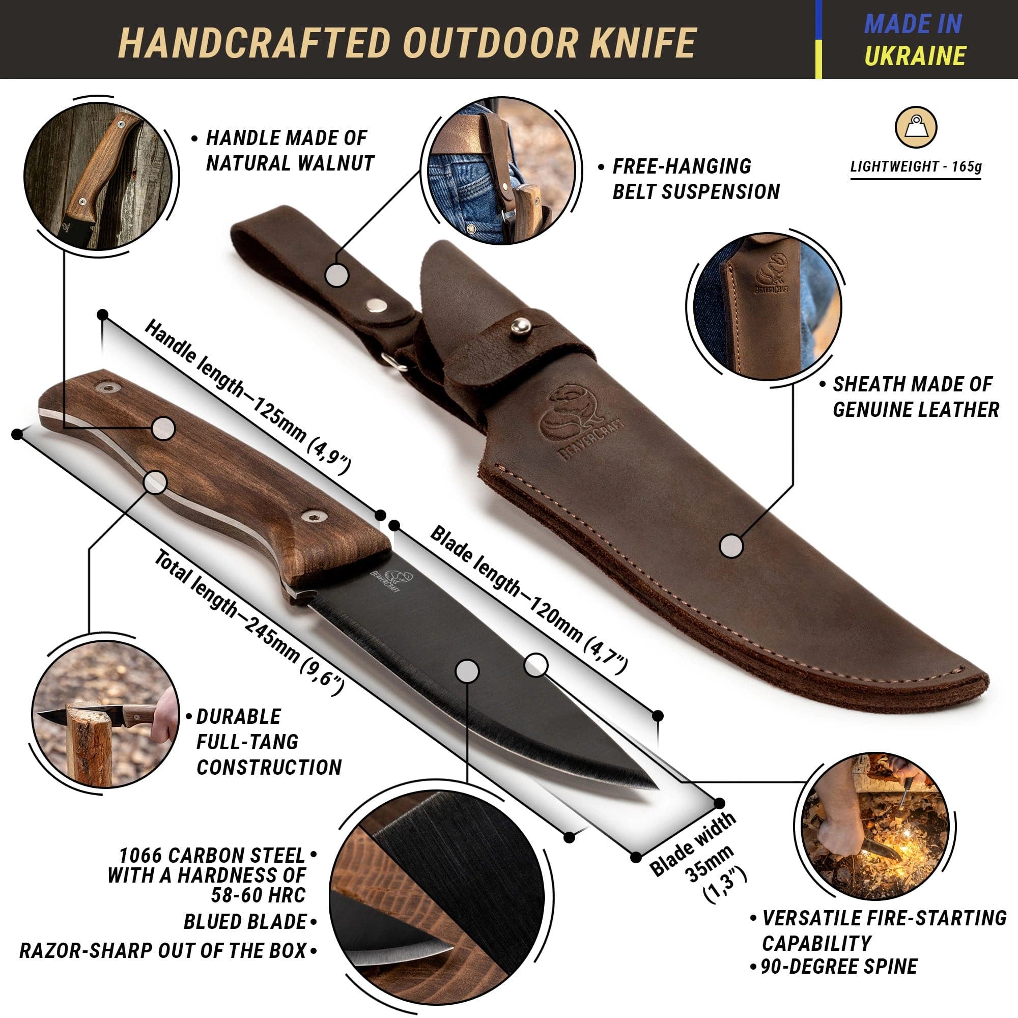 BSH3 Nightfall Bushcraft-kniv med slida