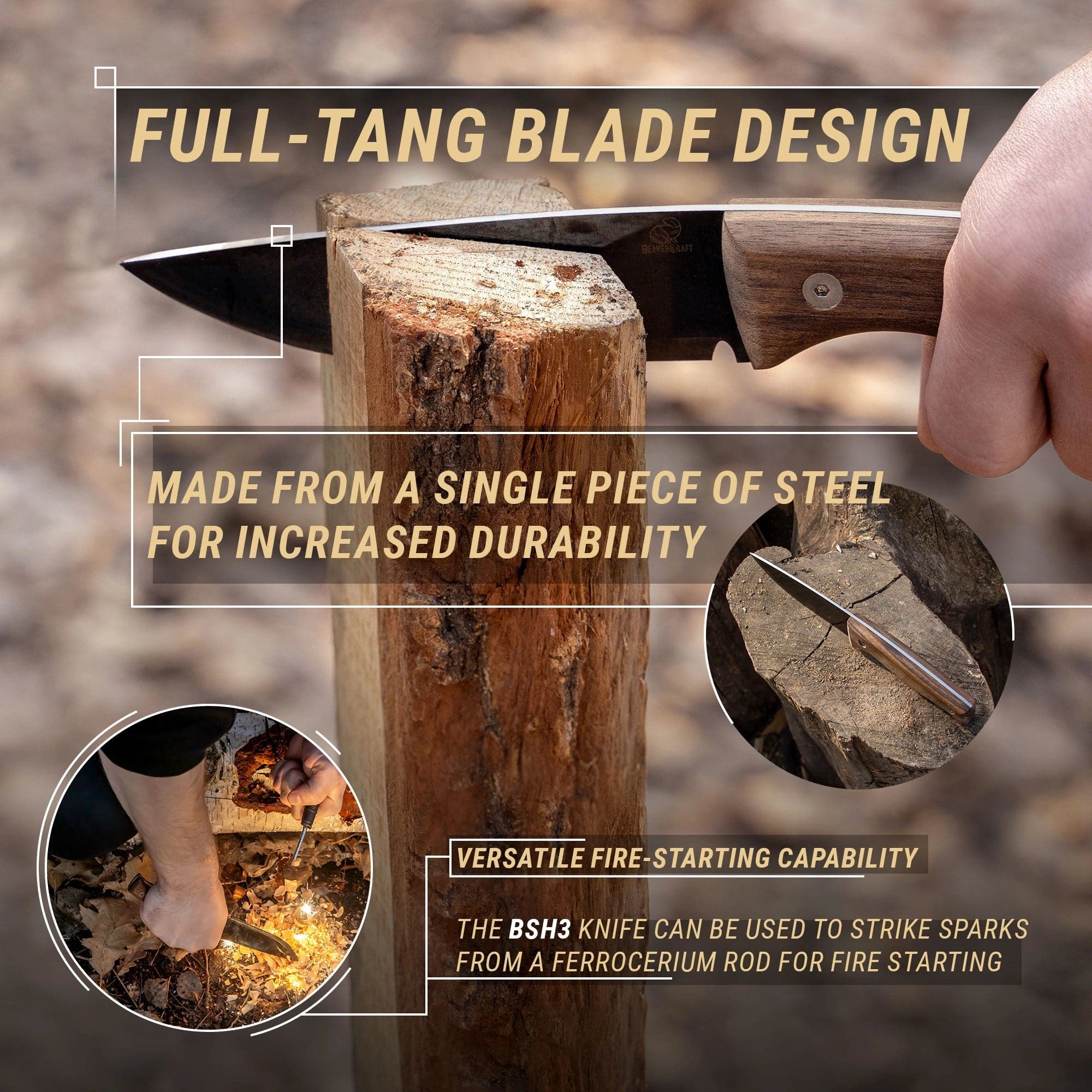 BSH3 Nightfall Bushcraft-kniv med slida