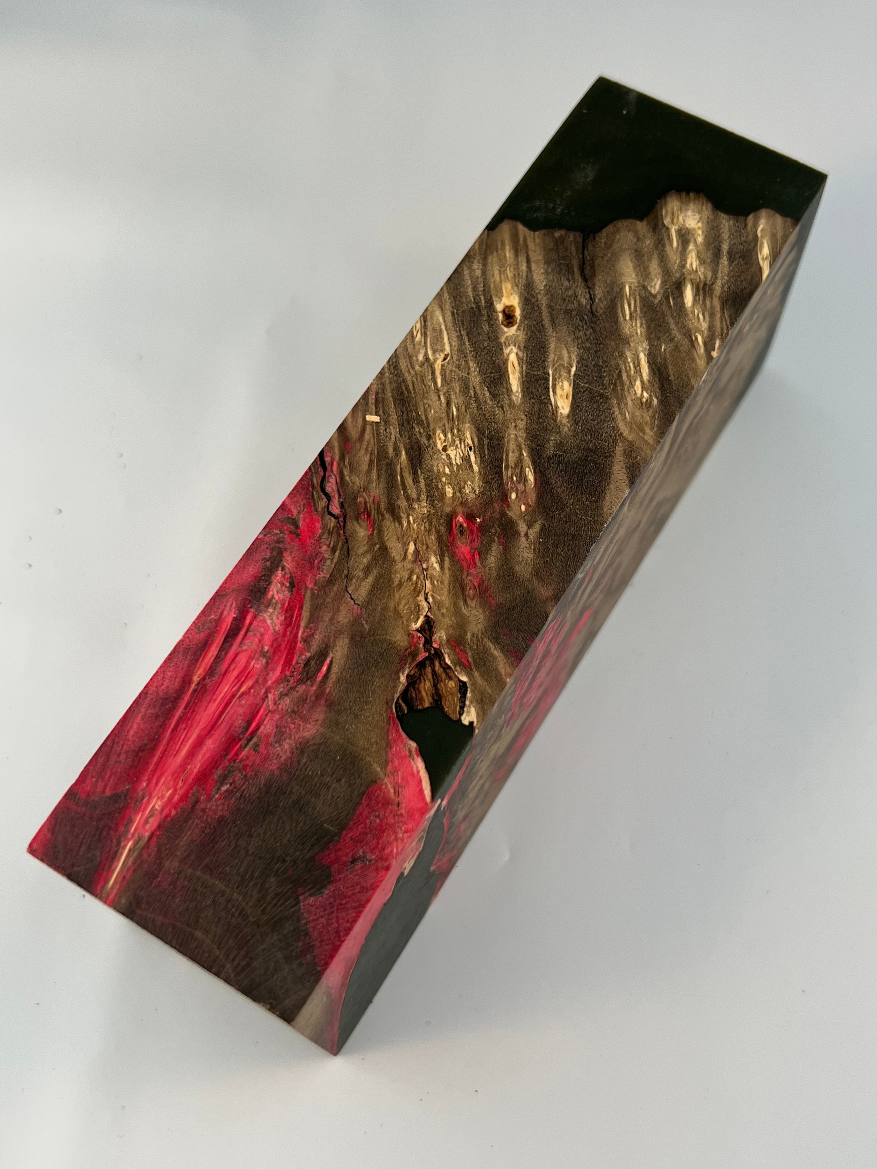 Stabilized shaft blank wood and green resin block B-72