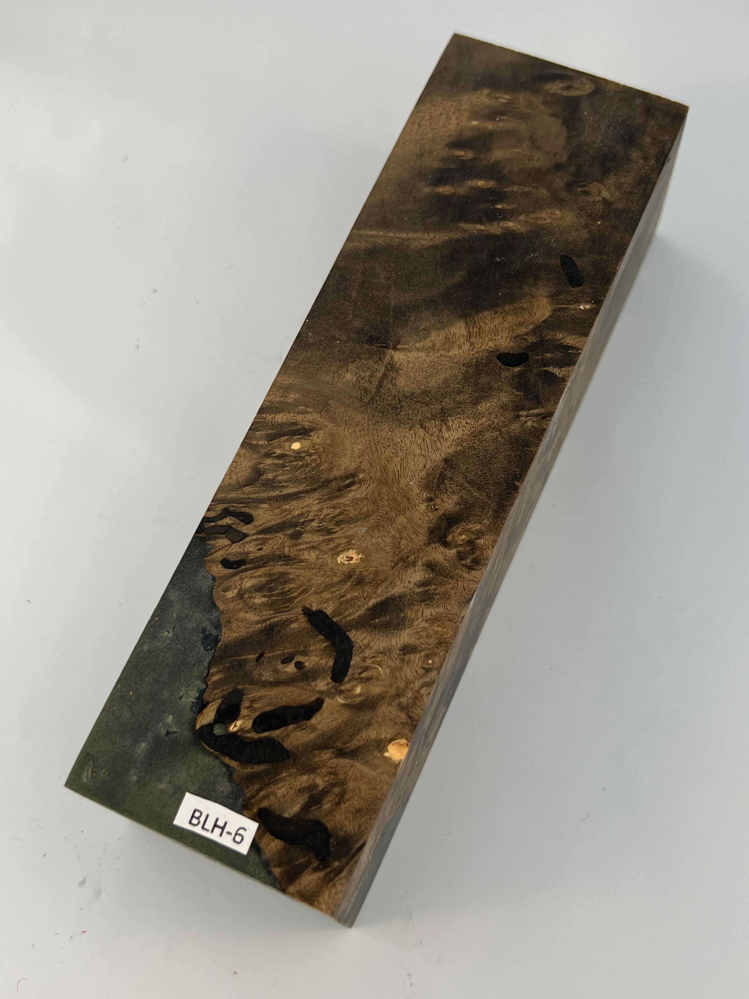 Stabilized shaft blank wood and green resin block B-72