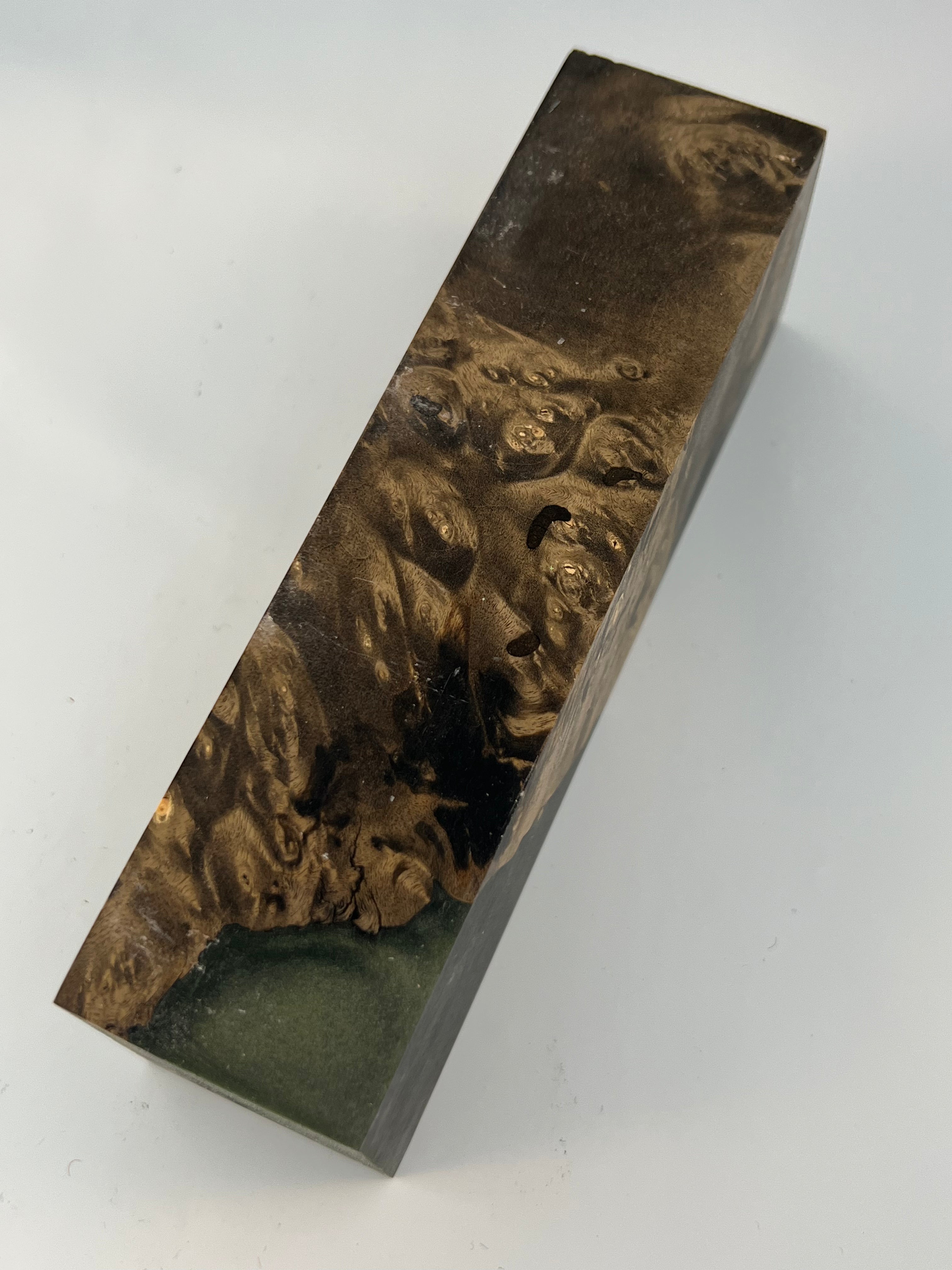 Stabilized shaft blank wood and green resin block B-72