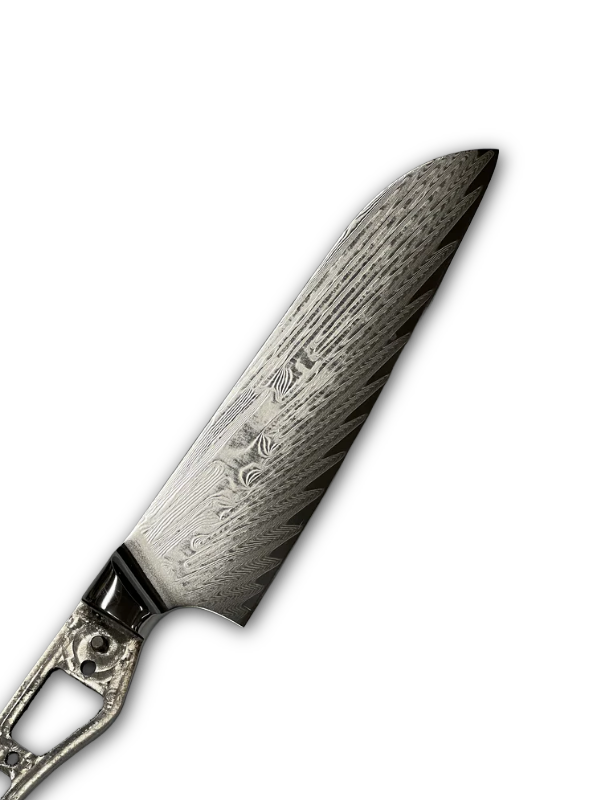 Santoku - VG10 Damask Kockkniv 20 cm full tånge med hölster