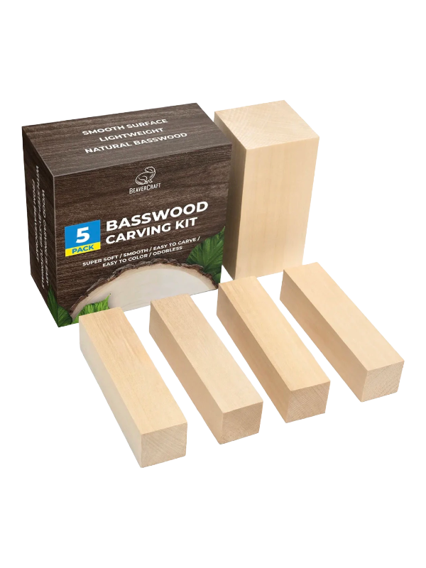 Basswood wood carving blanks BW1 5-pack from Beaver Craft