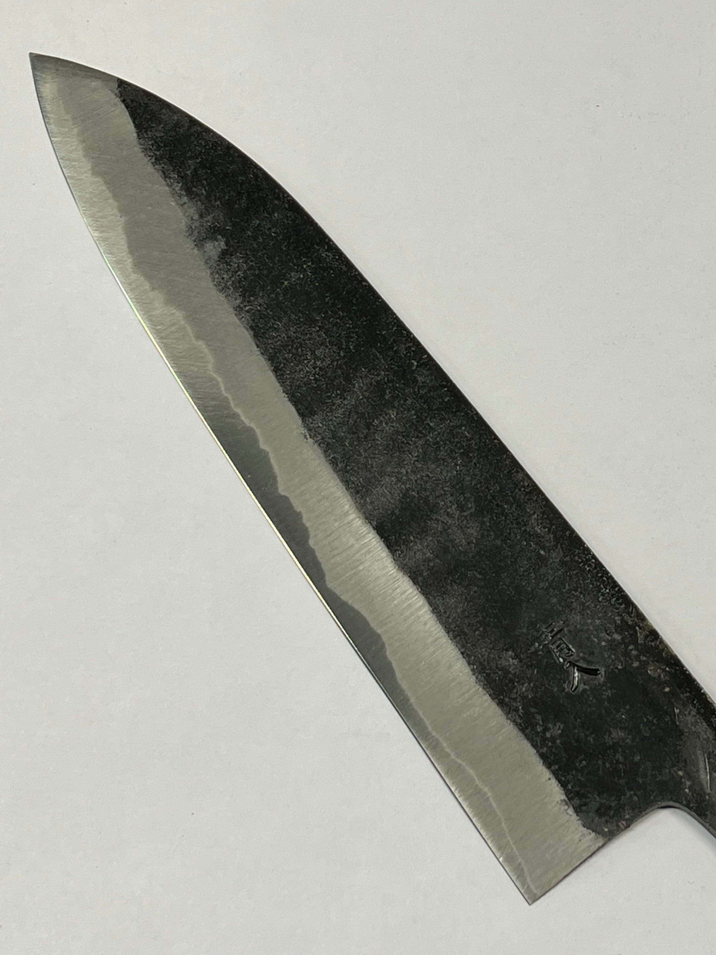 Kurouchi Santoku 165 Blue 2 Japanese hand-forged knife blade